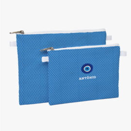 Kit necessaire pasta P e M  -  Olho Grego Chevron