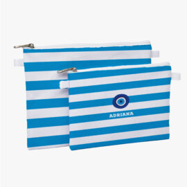 Kit necessaire pasta P e M  -  Olho Grego Listras