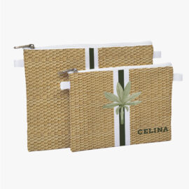 Kit necessaire pasta P e M  -  Palmeira LF Palha
