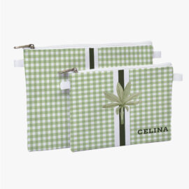 Kit necessaire pasta P e M  -  Palmeira LF Quadriculado