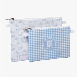 Kit necessaire pasta P e M  -  Toile Jouy Estampado + Quadriculado