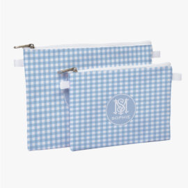 Kit necessaire pasta P e M  -  Toile Jouy Quadriculado