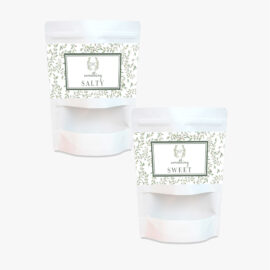 Saco papel com zíper – Branco  09X14 cm - FOLHAS (130ml / 50g)