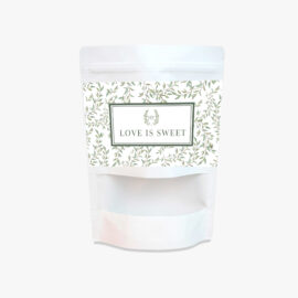 Saco papel com zíper – Branco  14 x20 cm - FOLHAS (370ml / 160g)
