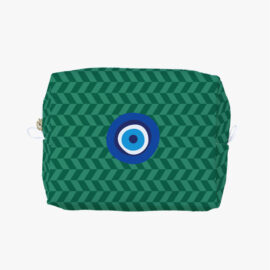 Necessaire Cubo P – Chevron com olho grego (verde)